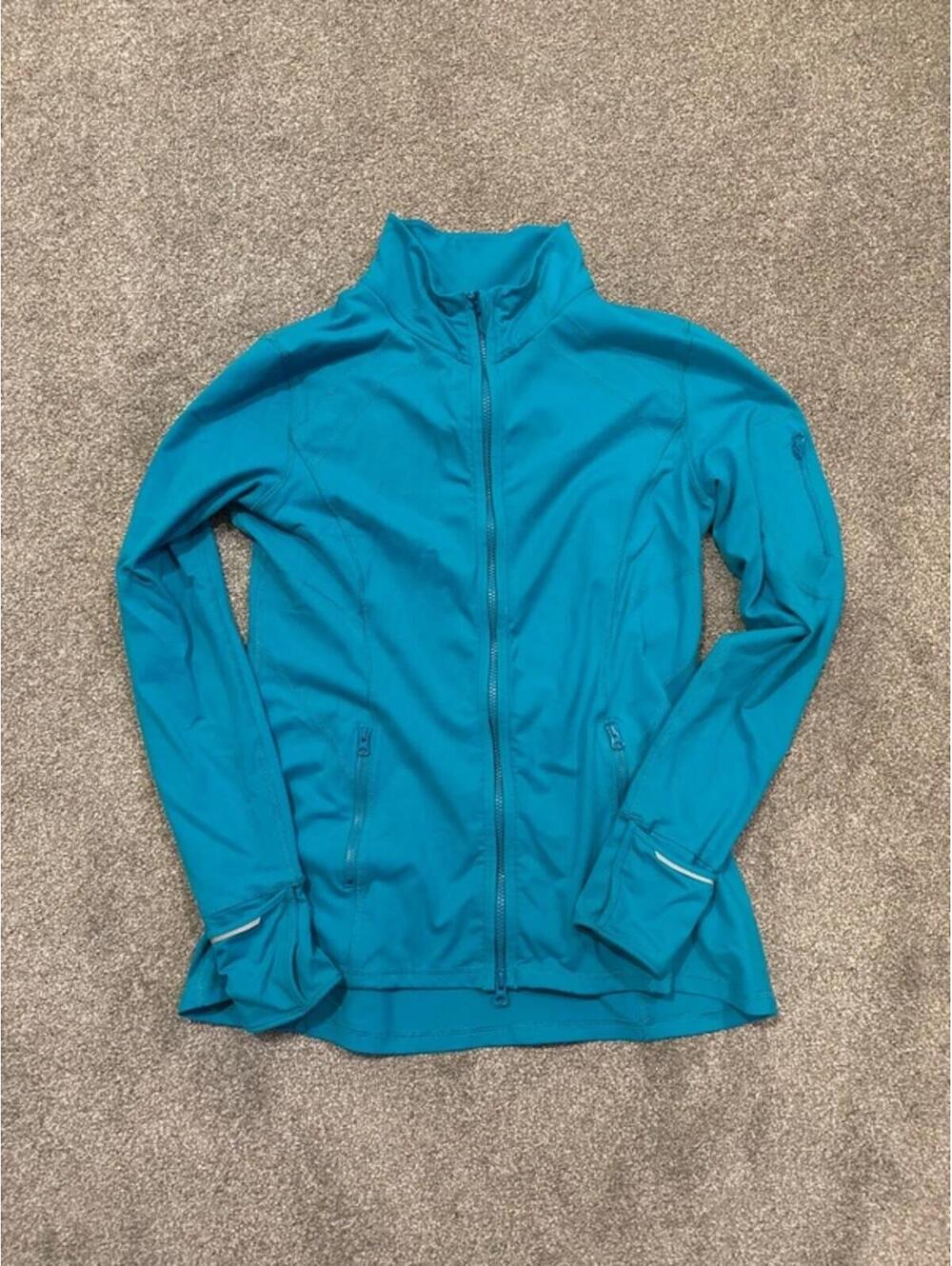 Bright Teal/Blue Zip-up Jacket with Reflective Strips